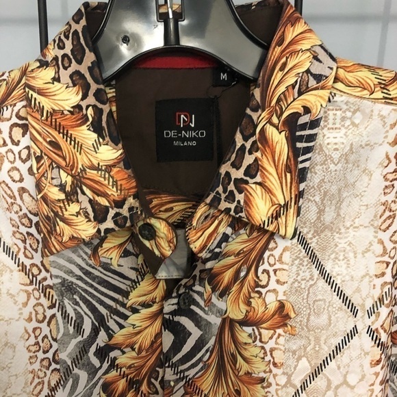 Deniko button down shirt multi color modern fit M - Picture 2 of 4